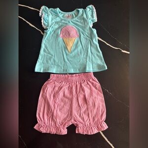 Stitchy Fish Ice Cream Top‎ and Gingham Shorts Set